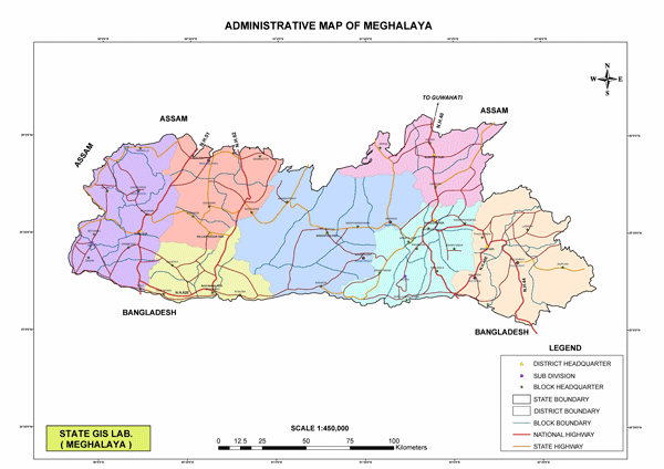 Administrative Map of Meghalaya