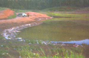 A disgusting sight of solid refuse along the banks of Umiam Lake